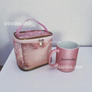 Necessaire + Caneca Glitter Luxo